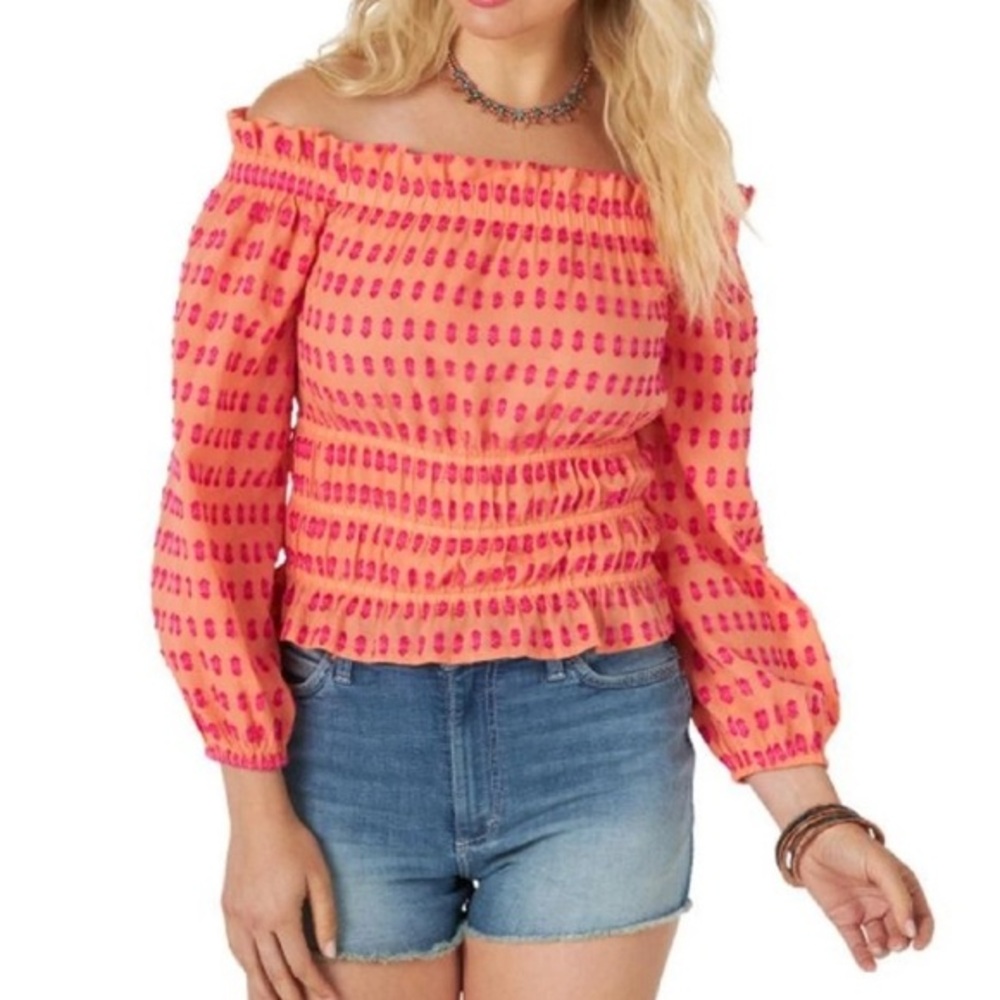 Wrangler Retro Off Shoulder Long‎ Sleeve Top